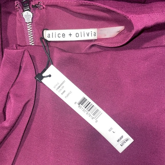 NWT Alice+Olivia Purple Dress Cutout Back Size L - Picture 3 of 3